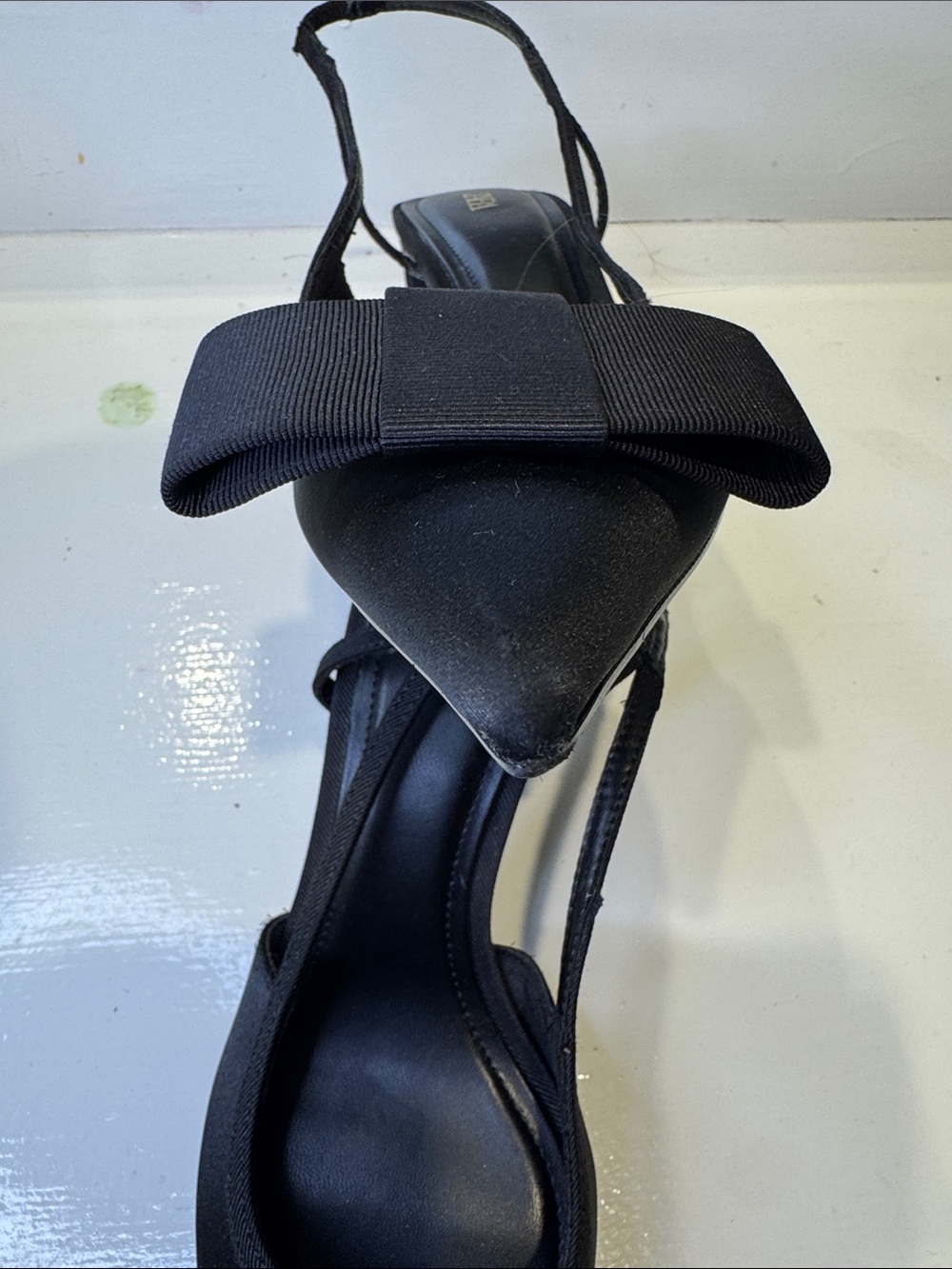 ZARA Black Bow Slingback Heels Pointed Toe - Size 8 EU 39 - Picture 8 of 8